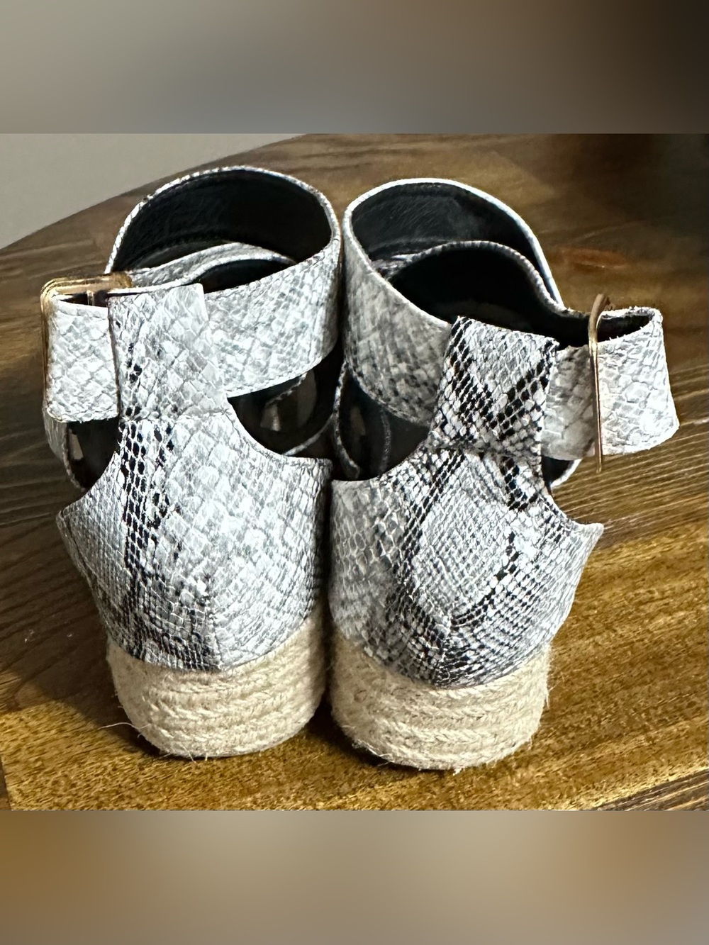 Braided Espadrille Platform Sandal in White Snake Print - Picture 6 of 7